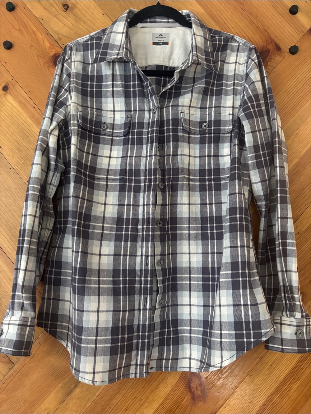 Classic Gray and White Plaid Button-Down Shirt
